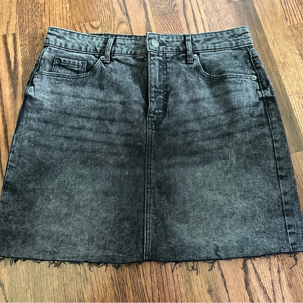 Black Denim Mini Skirt